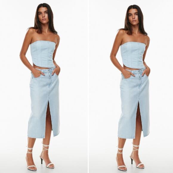 Aritzia Denim Forum The '90s Halle Denim Skirt in Baby Baby Bleu